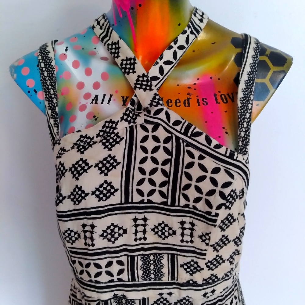 Funky tribal criss-cross slit dress